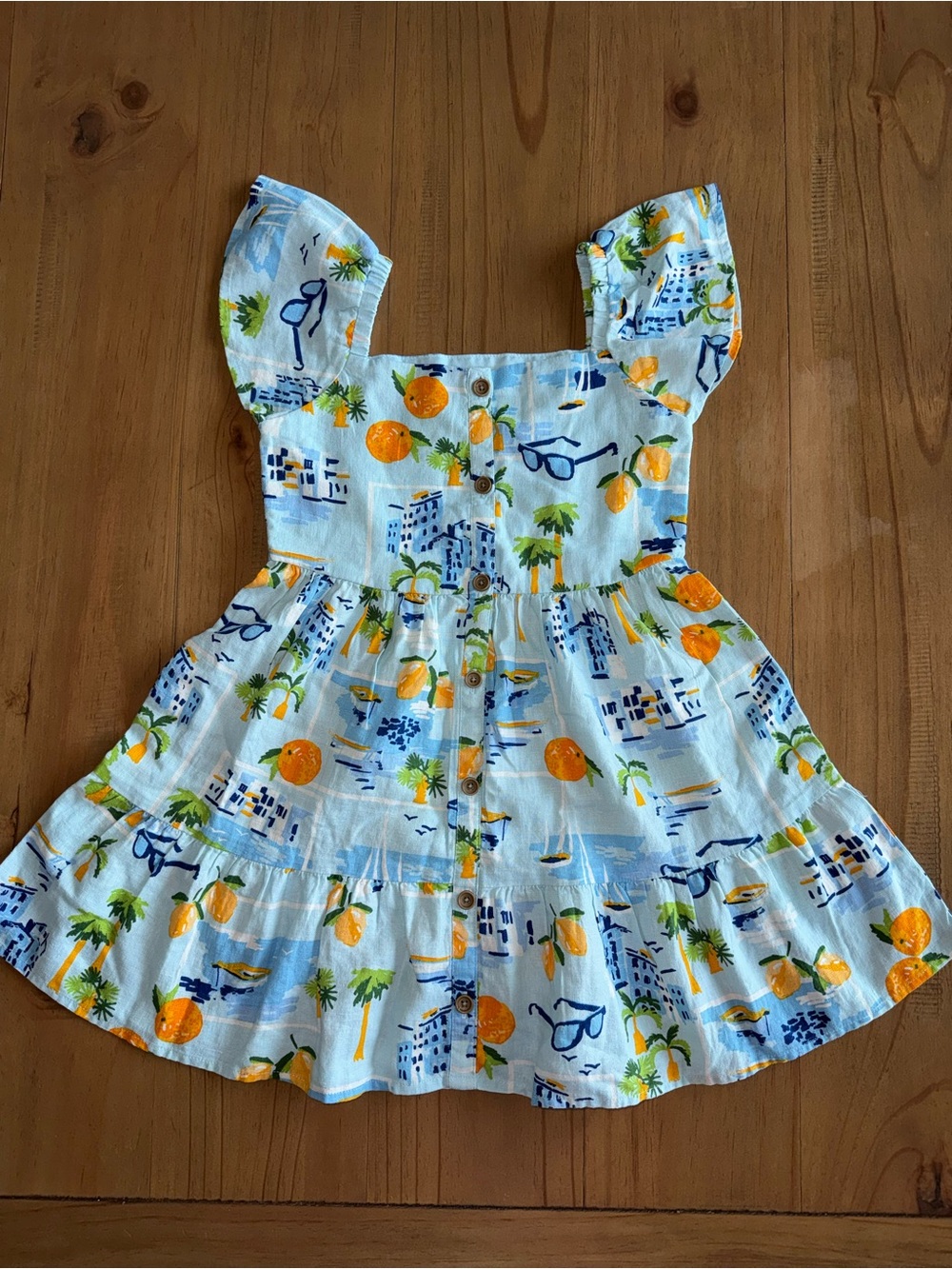 Light Blue Travel Linen-Blend Tiered Dress Gymboree Girls Kid Size 6